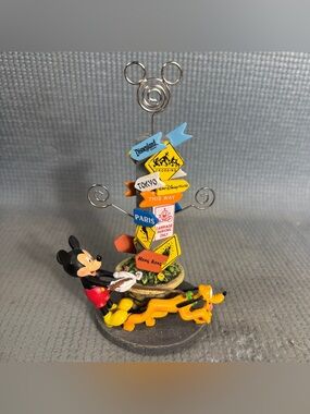 Disney Parks Mickey Mouse & Pluto on Leash Figure Travel Photo Holder